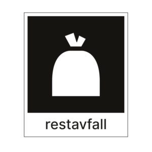 Nasjonal etikett for restavfall produsert av Røros produkter