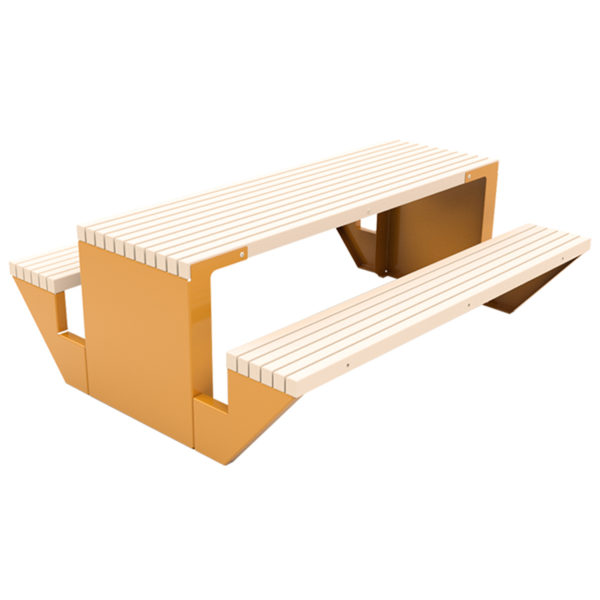 Bordbenken Rast er en robust og stødig "piknik-benk". Produktbilde.
